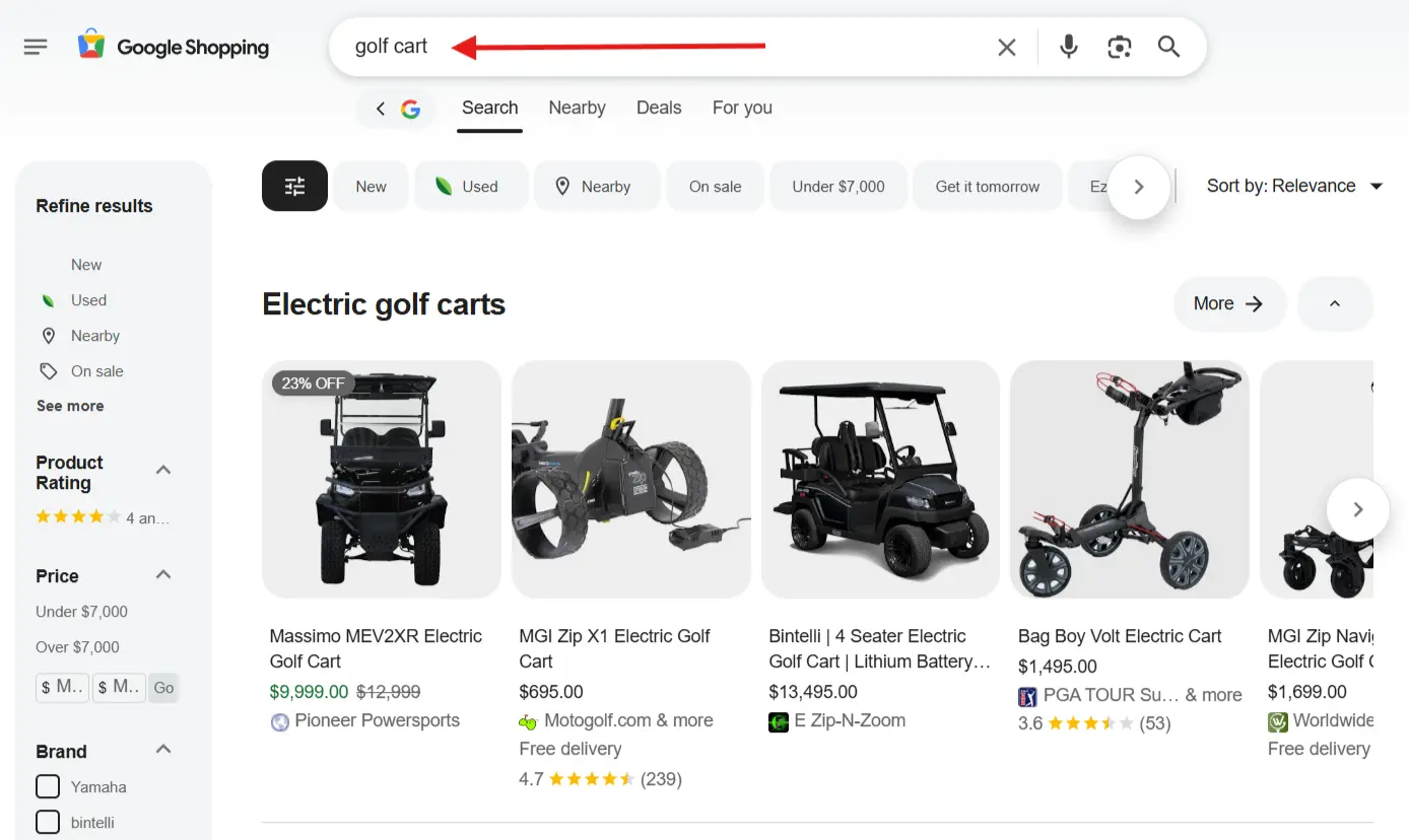 Golf Cart Product eCommerce SEO Service